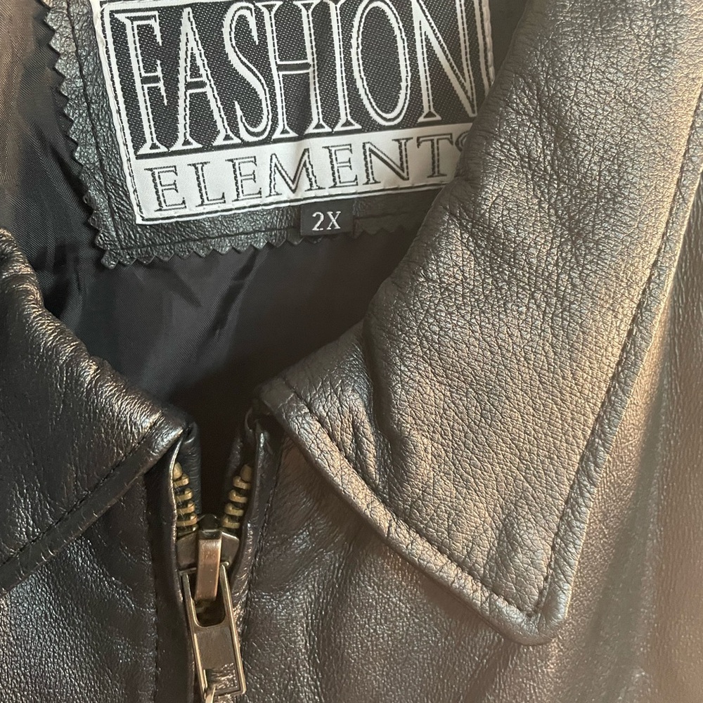 Fashion Element Black Leather Jacket very good condition size 2X - Picture 3 of 11